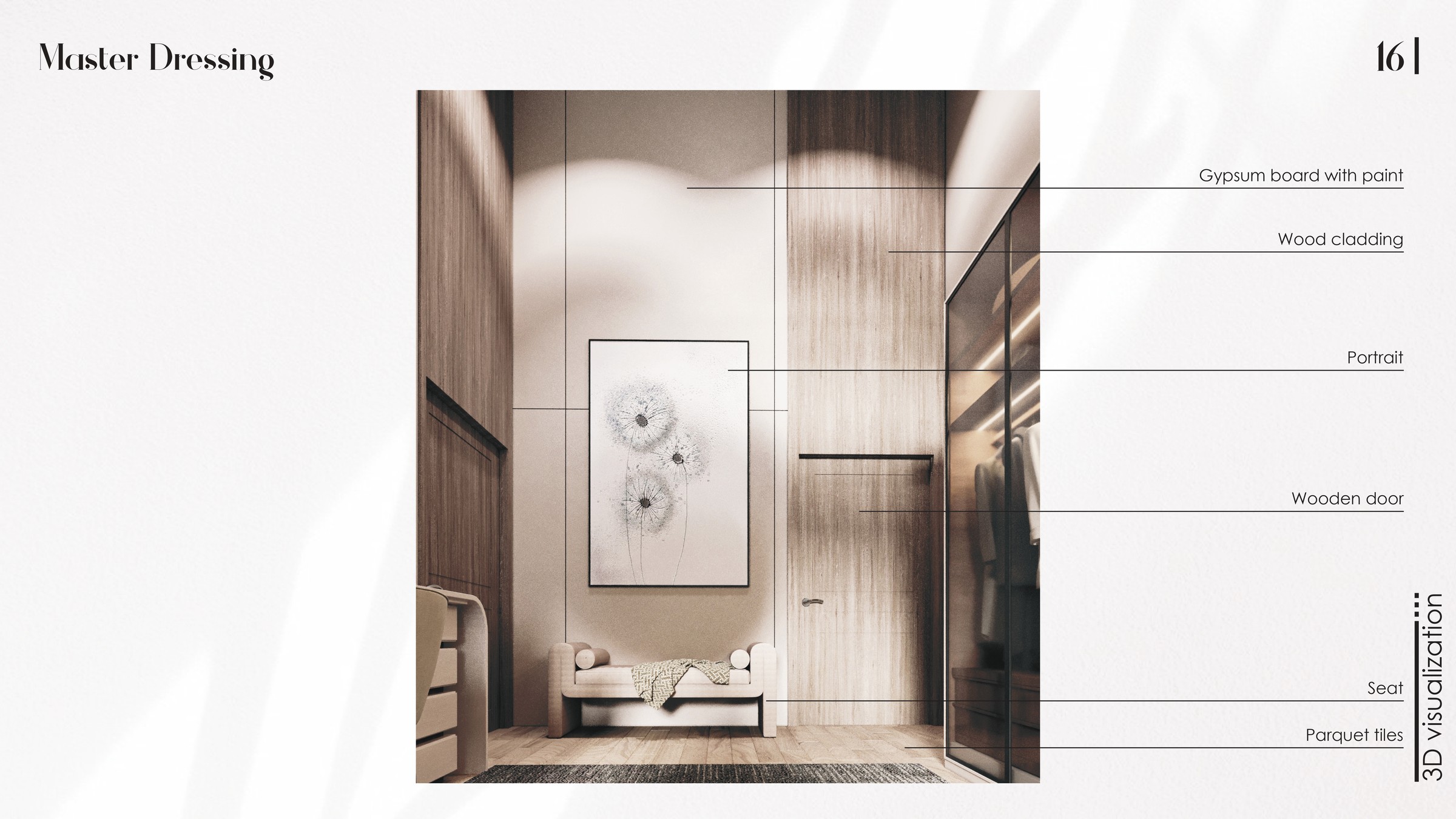 Abdullah Alwi villa — Master Dressing, 3D visualization