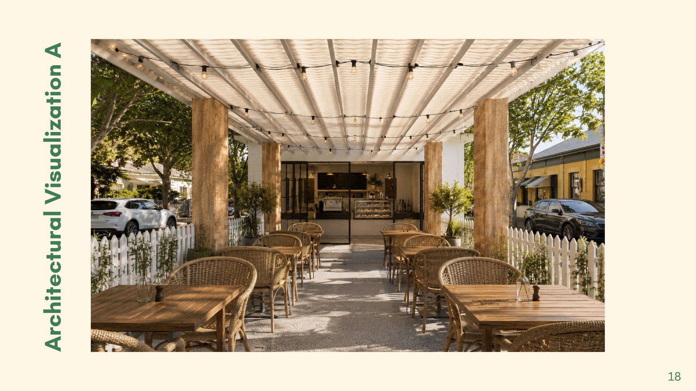 The Dancing Goat — architectural visualization, outdoor seating concept