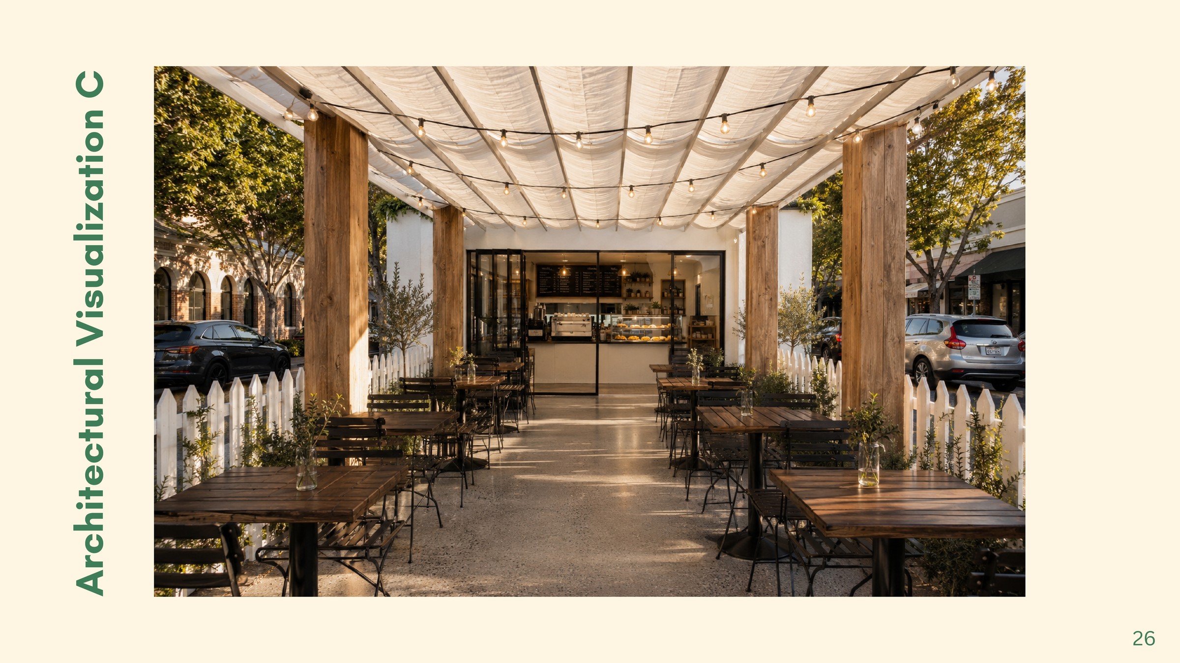 The Dancing Goat — architectural visualization, outdoor seating concept