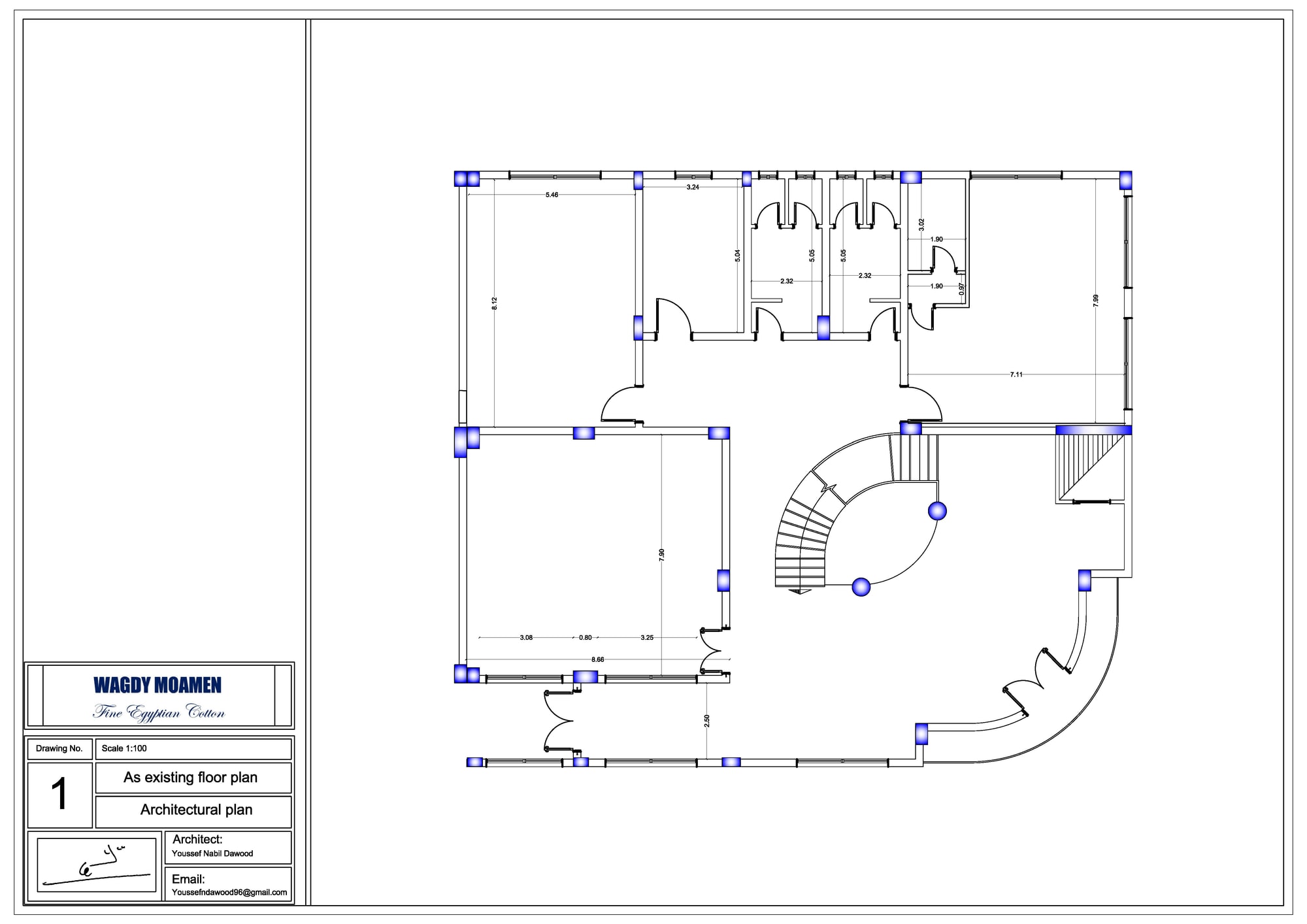Wagdy Moamen — existing architectural floor plan, as surveyed