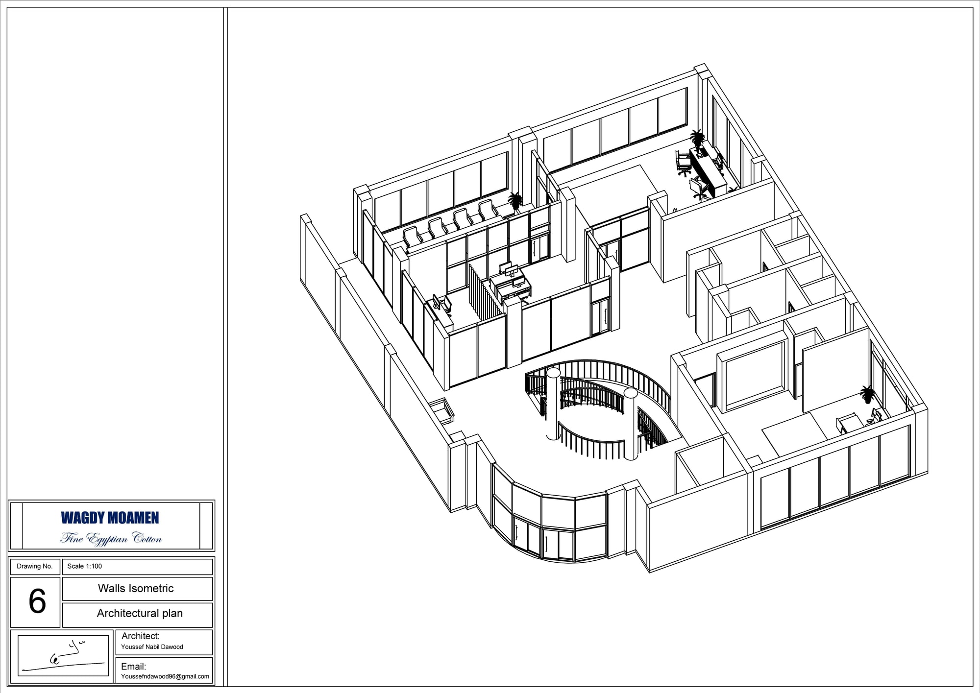 Wagdy Moamen — isometric wall plan, axonometric view